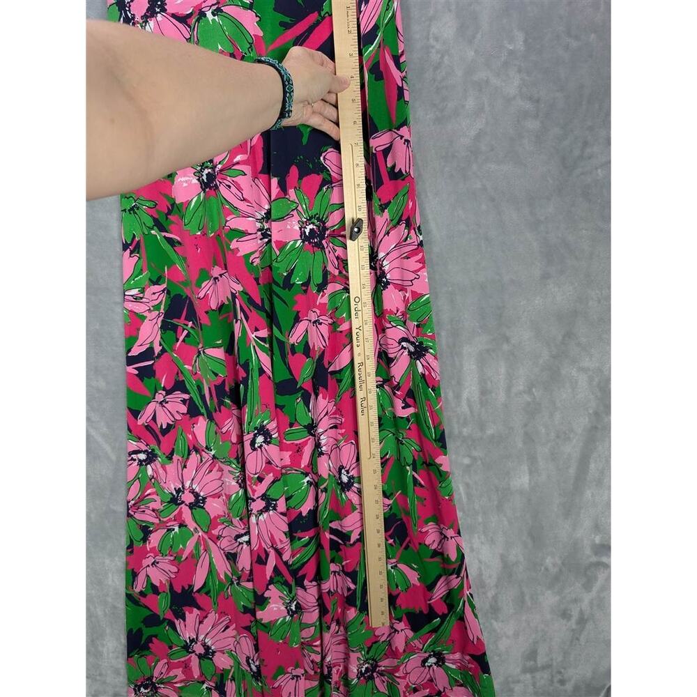 Taylor Maxi Dress Womens 6 Pink Blue Green Floral Sleeveless Mesh Panels Boho - Picture 6 of 10